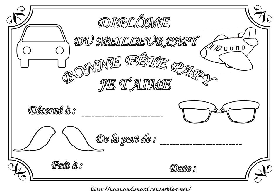 Coloriage Bonne Fete Papa Nounou Du nord Dipl´me   Colorier Bonne Fªte Papi Papy Papou Grand P¨re