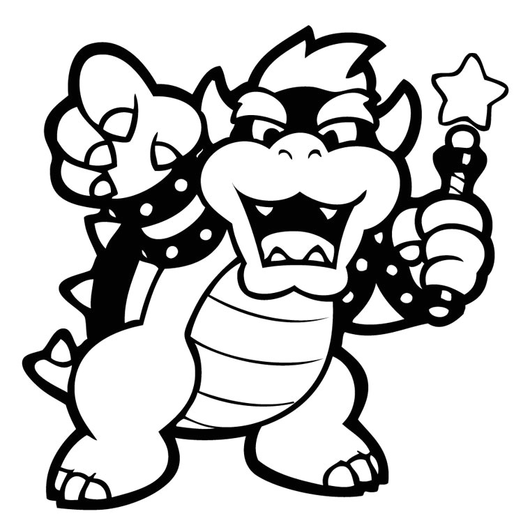 Coloriage Bowser Junior Imprimer Coloriage Bowser Noir A Imprimer Gratuit