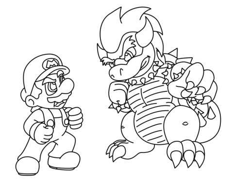Coloriage Bowser Junior Imprimer Coloriage Mario Vs Bowser