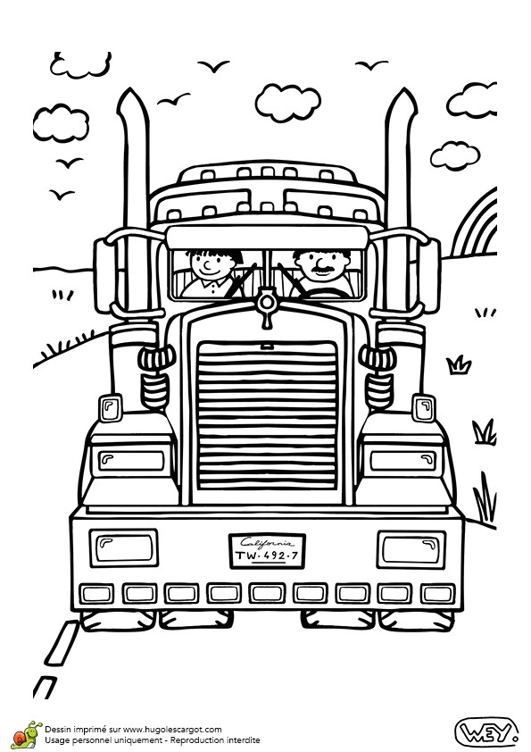 Coloriage Camion Poubelle Hugolescargot Coloriage D Un Véhicule Le Camion Américain