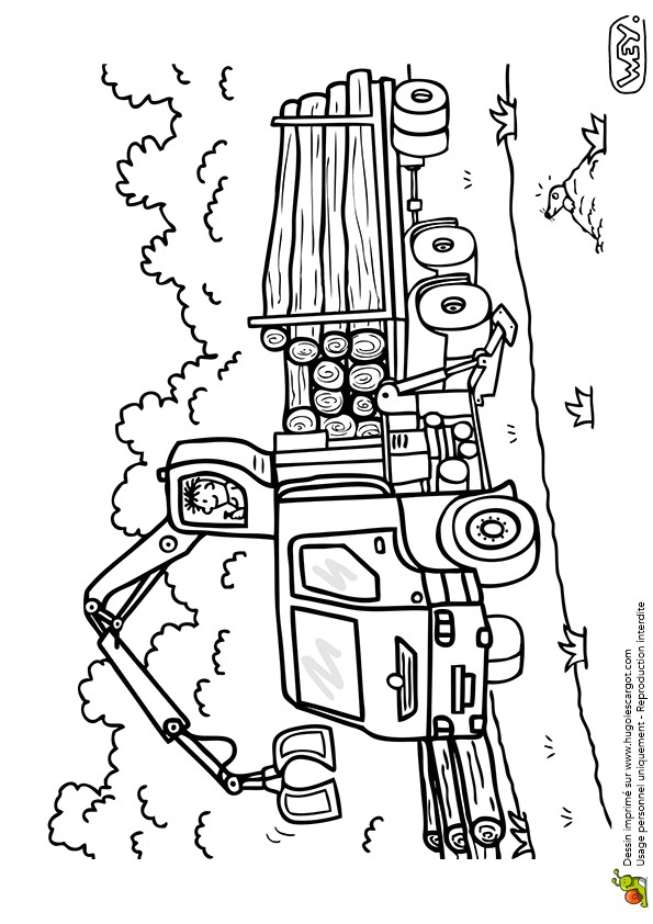 Coloriage Camion Poubelle Hugolescargot Coloriage D Un Véhicule Le Camion Transporteur De Bois
