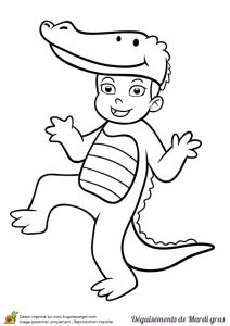 Coloriage Chandeleur Mardi Gras Dessin D Un Enfant Déguisé En Crocodile Pour Le Mardi Gras Colorier