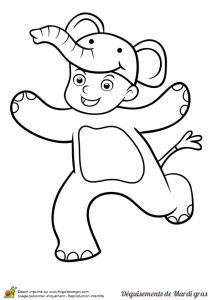 Coloriage Chandeleur Mardi Gras Dessin D Un Enfant Déguisé En éléphant Pour Le Mardi Gras Colorier