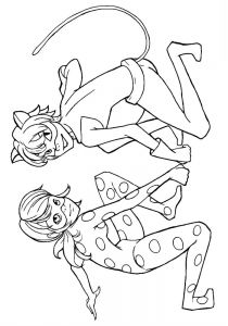 Coloriage Chat Noir Miraculous Ladybug Ladybug and Cat Noir Coloring Pages to and Print for Free