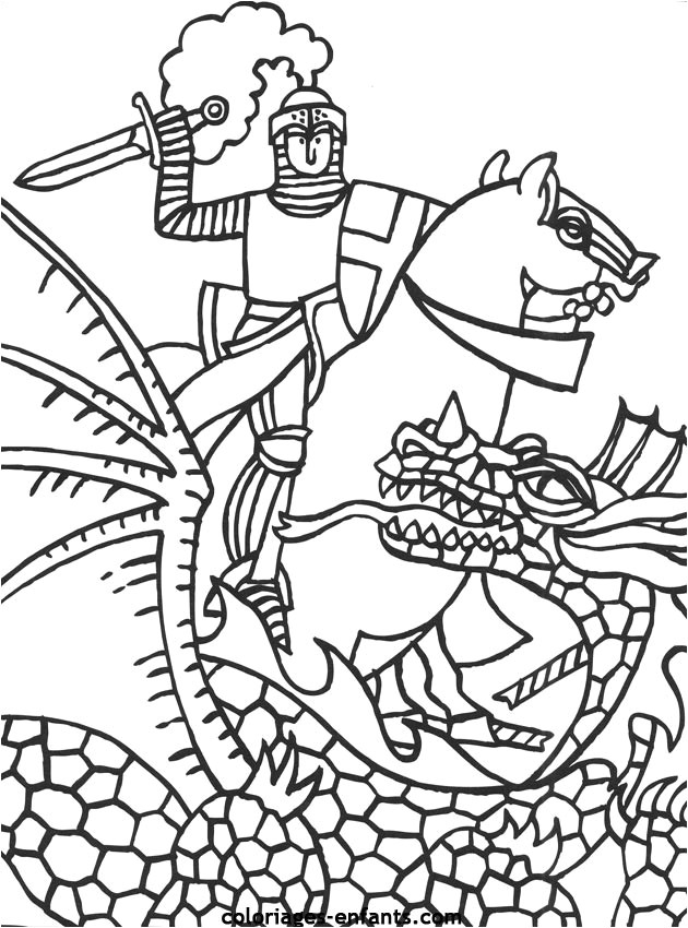 Coloriage Chevalier Et Dragon à Imprimer Dessins De Chevalier Az Coloriage