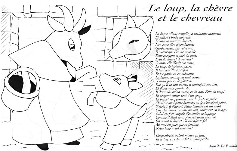 Coloriage Chevre Et Chevreau Loup Chevre Chevreau Lafontaine Coloriage Les Fables De Lafontaine