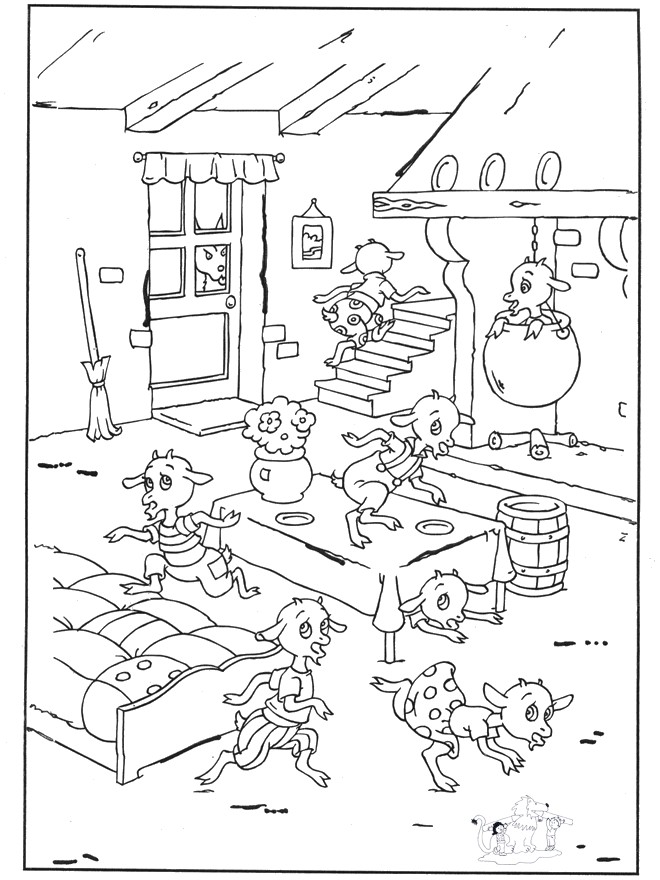 Coloriage Chevre Et Loup Coloriage Le Loup La Chevre Et Les 7 Chevreaux