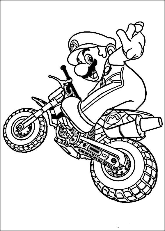Coloriage Course Motocross Coloriage Dessins Dessins   Imprimer Et La Couleur En Ligne Mario