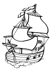 Coloriage De Bateau De Pirate Des Caraibes Coloriage D Un Grand Bateau Pirate Voguant Sur La Mer
