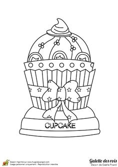 Coloriage De Cupcake à Imprimer Un Grand G¢teau Décoré Avec Des Fleurs   Colorer