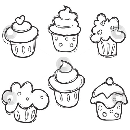 Coloriage De Cupcake Facile Cupcakes Handdrawn Pinterest
