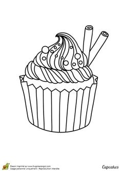 Coloriage De Cupcake Kawaii Un Cupcake Plein De Cr¨me Avec Une Grosse Cerise Posée Dessus  