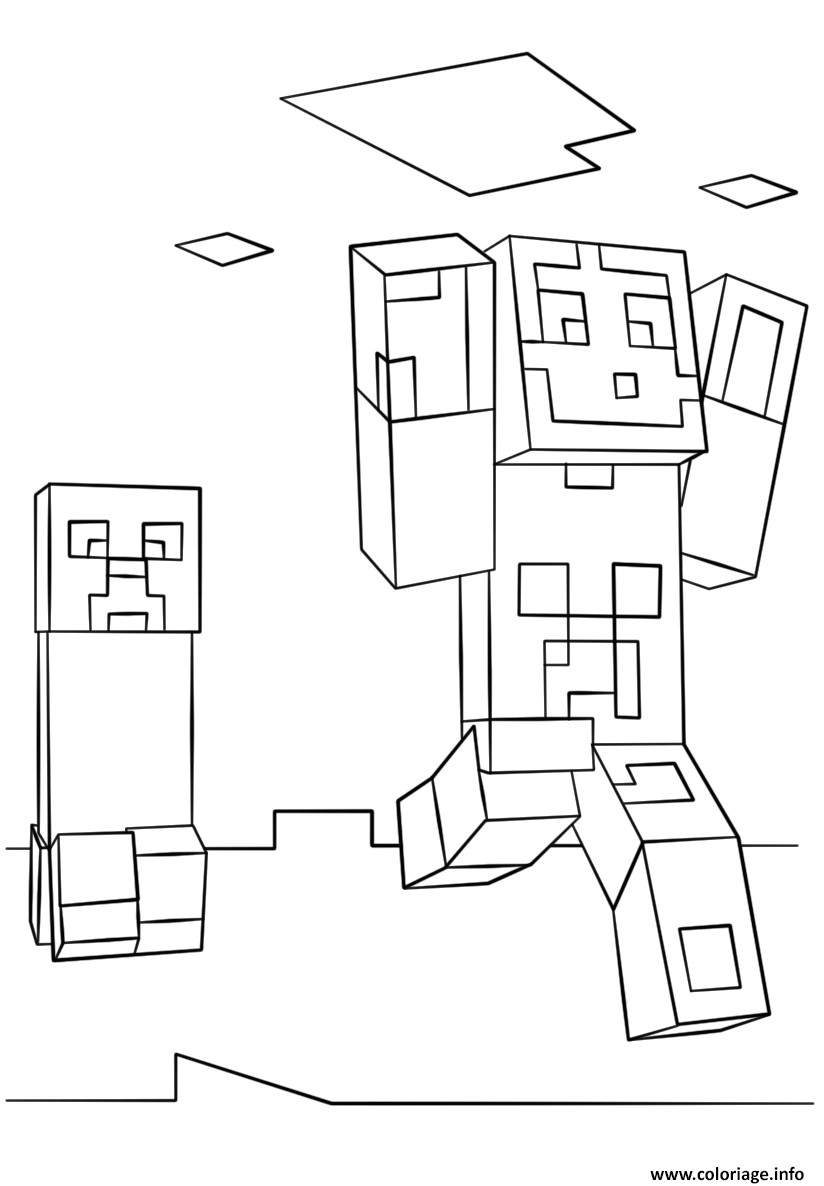 Coloriage De Minecraft Creeper Coloriage Minecraft Steve and Creeper Jecolorie