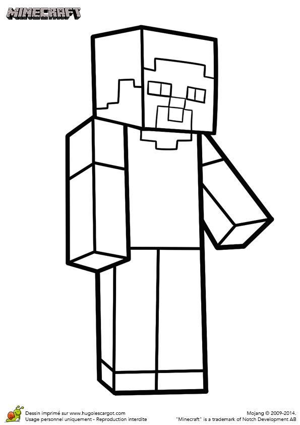 Coloriage De Minecraft En Ligne Coloriage De Steve Le Héros Du Jeu Minecraft
