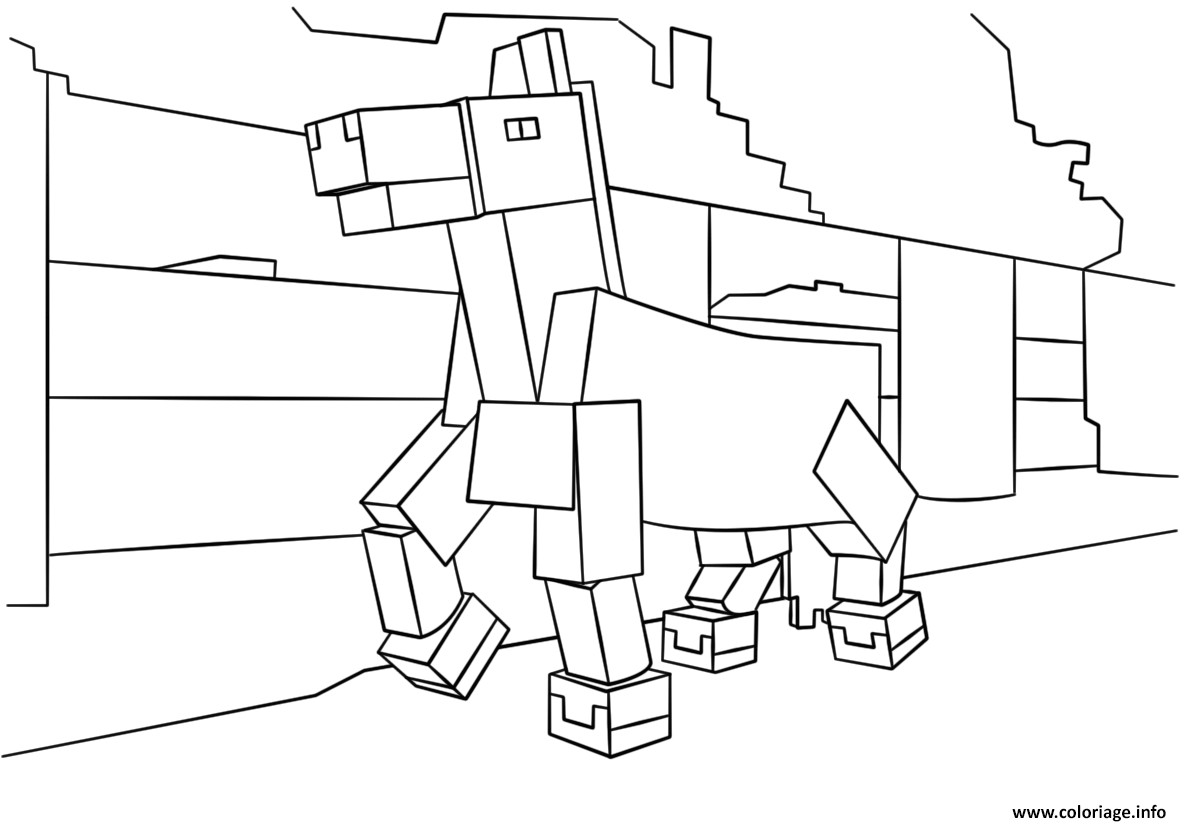 Coloriage De Minecraft En Ligne Coloriage Minecraft Cheval Dessin