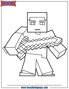 Coloriage De Minecraft Herobrine Herobrine with Sword Coloring Page