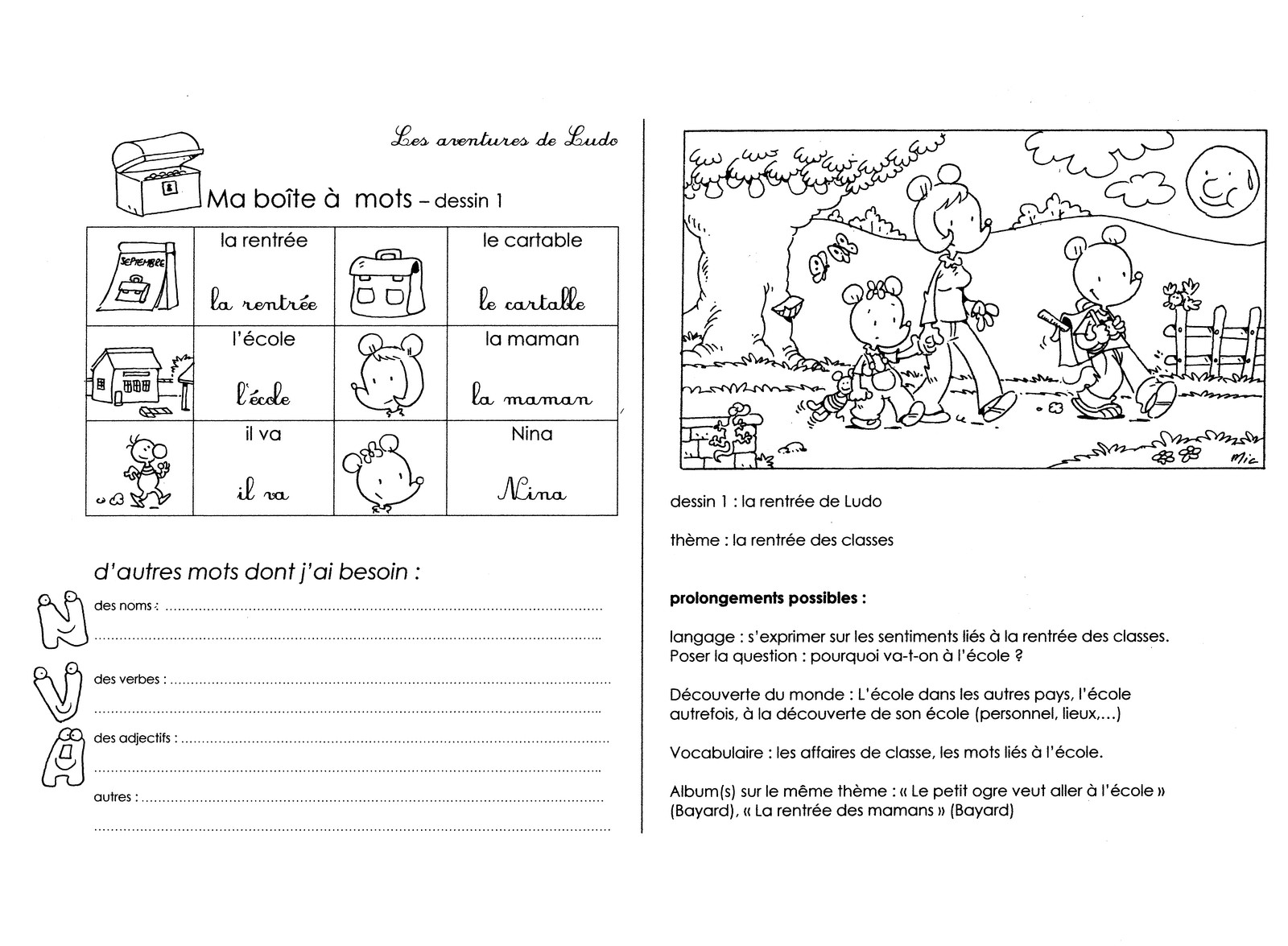 Coloriage De Rentrée Ce2 Ecrire Avec Ludo Club Ludo Et Bo Te   Mots