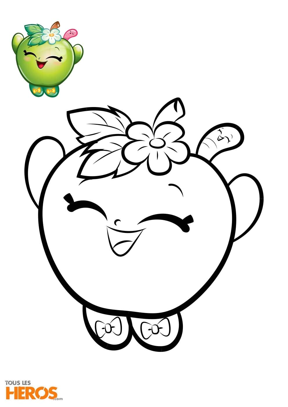 Coloriage De Shopkins A Imprimer Coloriage Shopkins   Imprimer Coloriez Pomette La Pomme Verte En