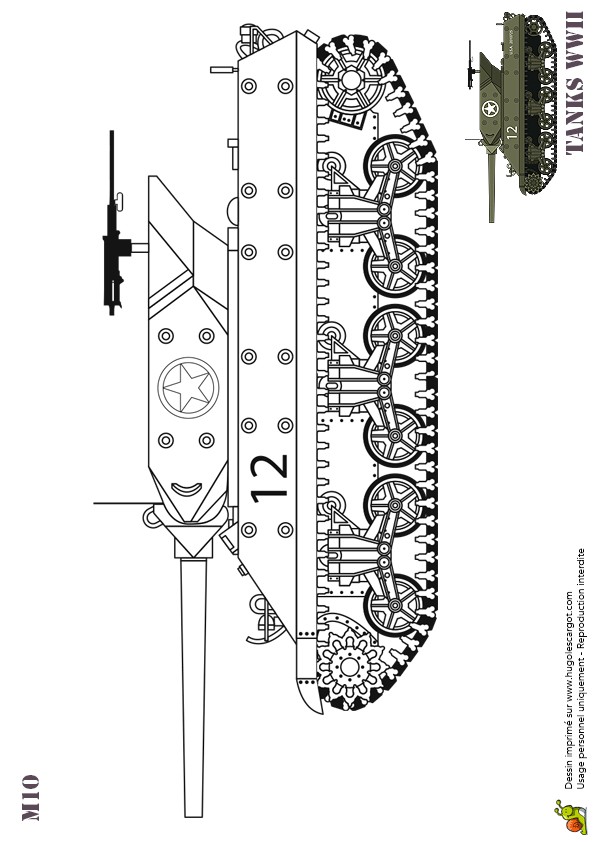 Coloriage De Tank En Ligne Dessin   Colorier Tank Américain Ww2 M10