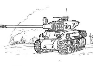 Coloriage De Tank Militaire Coloriage Char D assaut M51 Super Sherman