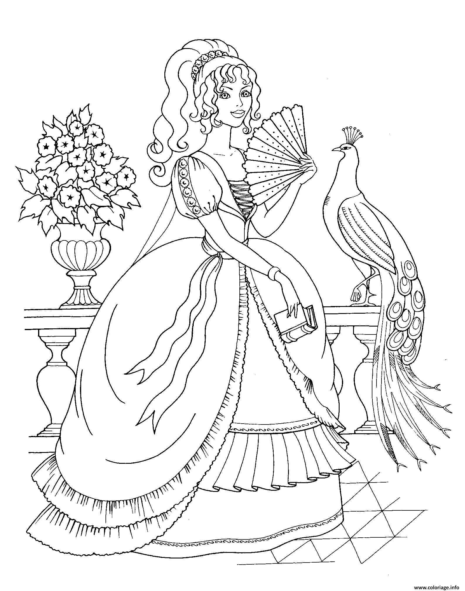 Coloriage Disney Vaiana Gratuit Coloriage Princesse Sur Un Balcon Dessin
