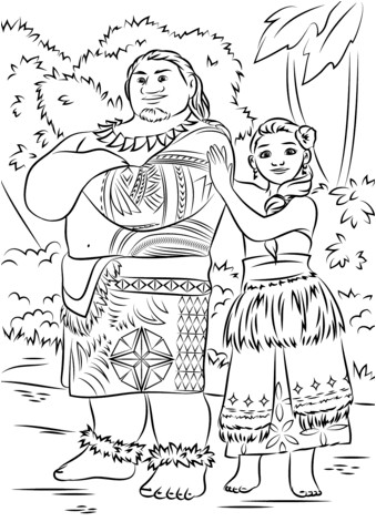 Coloriage Disney Vaiana Gratuit Tui and Sina From Moana Coloring Page