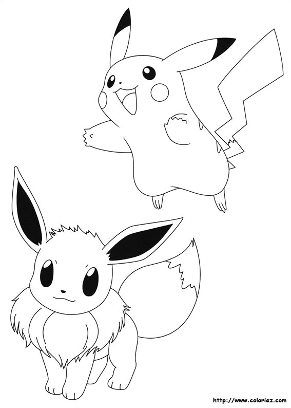 Coloriage Evoli Pokemon Coloriage Evoli Et Pikachu