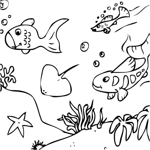 Coloriage Fond Marin Maternelle L Univers Marin En Coloriage En Ligne Ou Coloriage   Imprimer