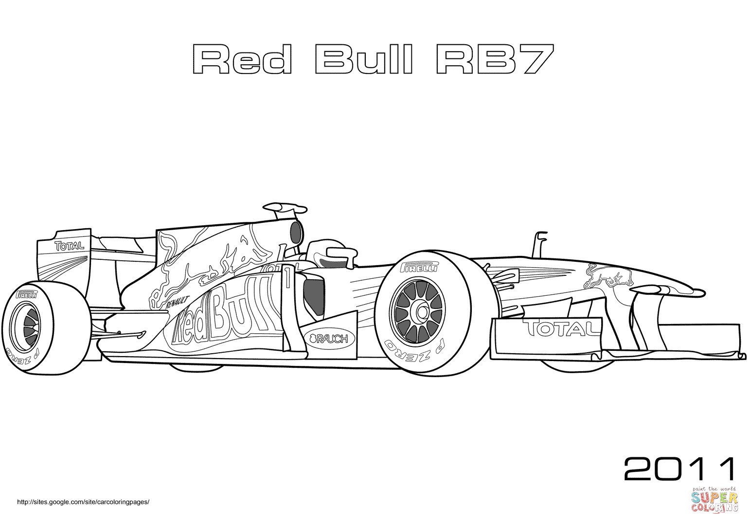 Coloriage formule 1 Red Bull Coloriage Voiture De formule 1 Red Bull Rb7