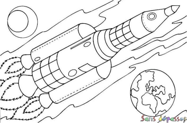 Coloriage Fusee Espace Coloriage Fusée Avec La Terre Sans Dépasser