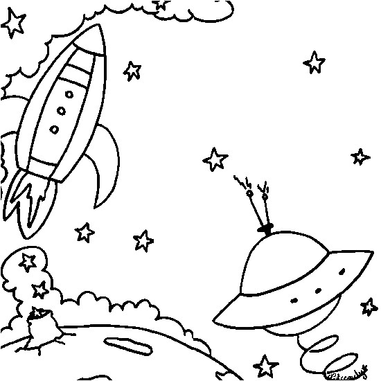 Coloriage Fusee Espace Coloriage Fusée Dans L Espace   Imprimer