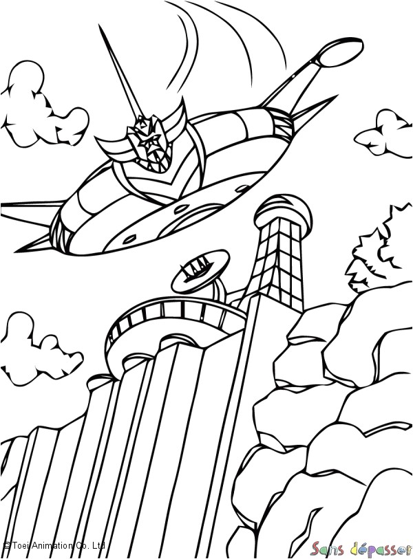 Coloriage Goldorak En Ligne Coloriage Goldorak Dans son Vaisseau Sans Dépasser