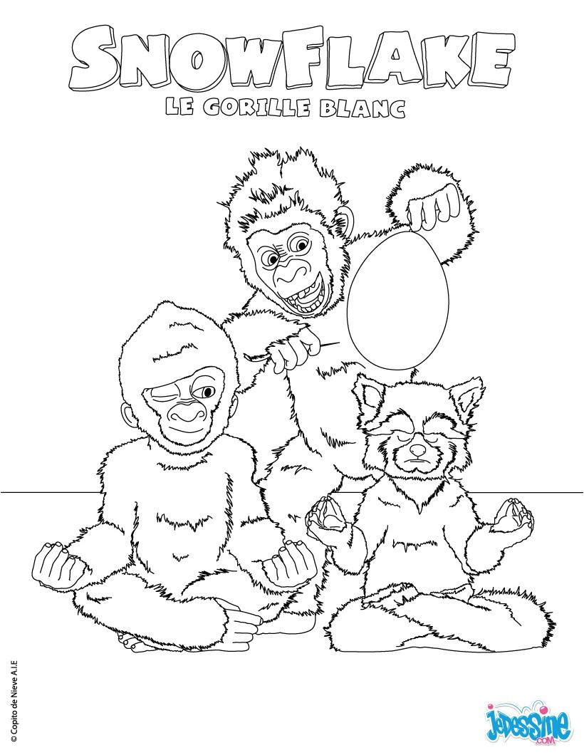 Coloriage Gratuit Gorille Coloriage Snowflake Le Gorille Blanc Coloriages Coloriage  