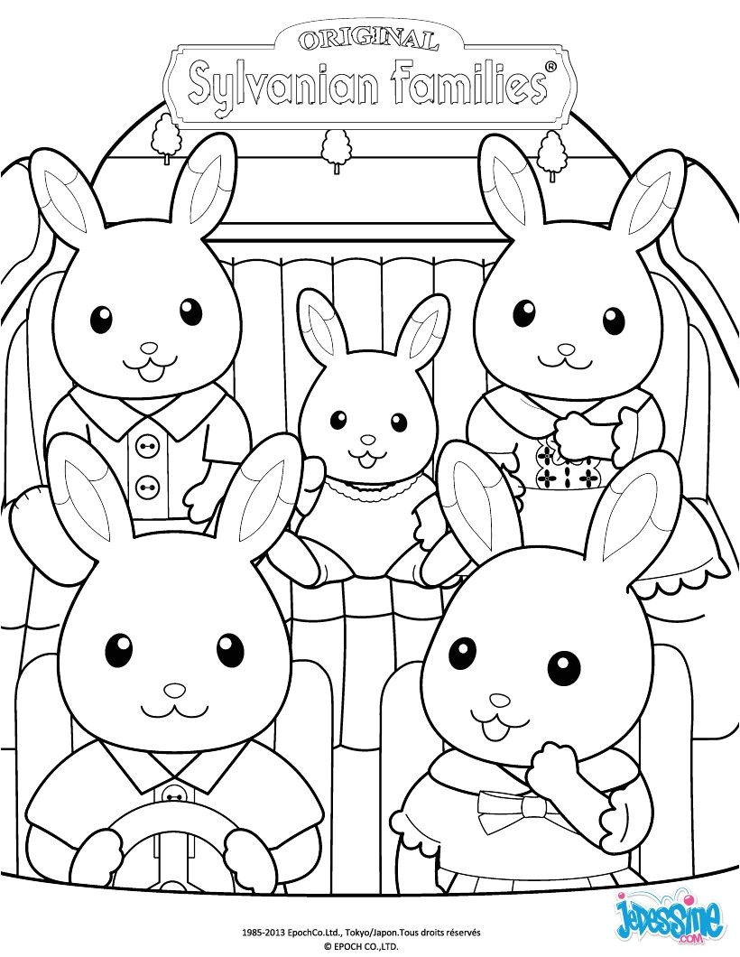 Coloriage Gratuit Sylvanian Coloriage Sylvanian Families La Famille Lapin En Voiture