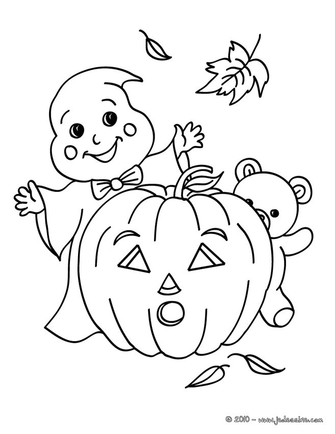Coloriage Halloween à Imprimer Gratuit Citrouille Coloriages Petit Fant´me   La Citrouille   Colorier Fr Hellokids