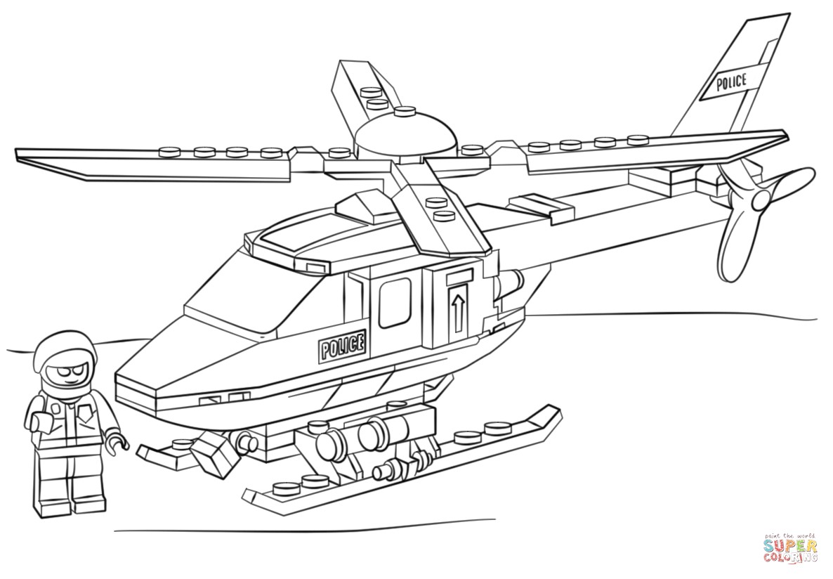 Coloriage Hélicoptère Police Lego Police Helicopter Coloring Page