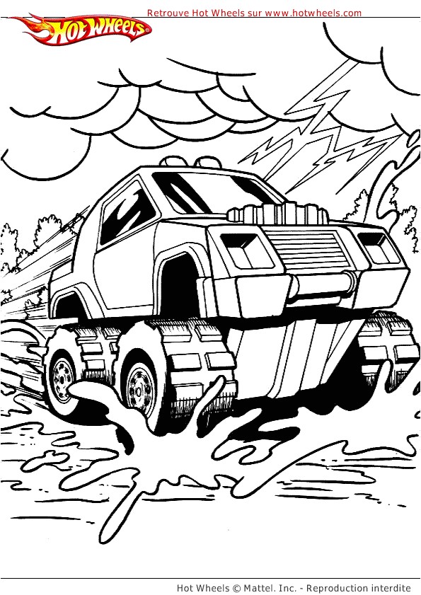 Coloriage Hot Wheels A Imprimer Image   Colorier D Un Gros 4×4 S élan§ant Dans La Boue
