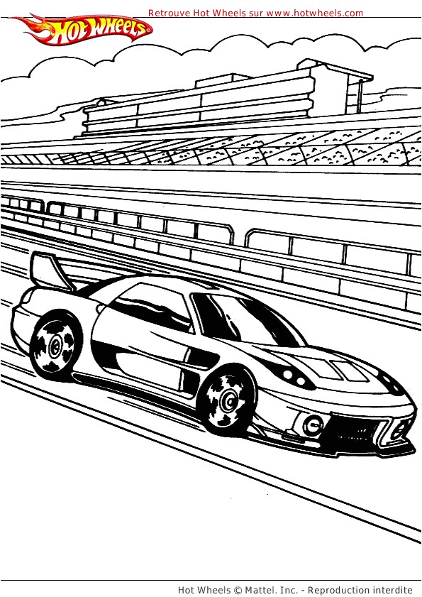 Coloriage Hot Wheels Voiture Une Voiture De Course En Plein Action   Colorier