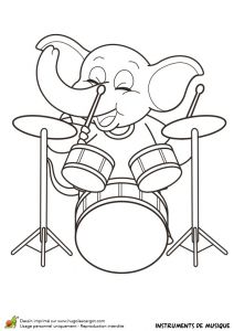 Coloriage Instrument De Musique. Hugolescargot Dessin Colorier D Un Instrument De Musique La Batterie