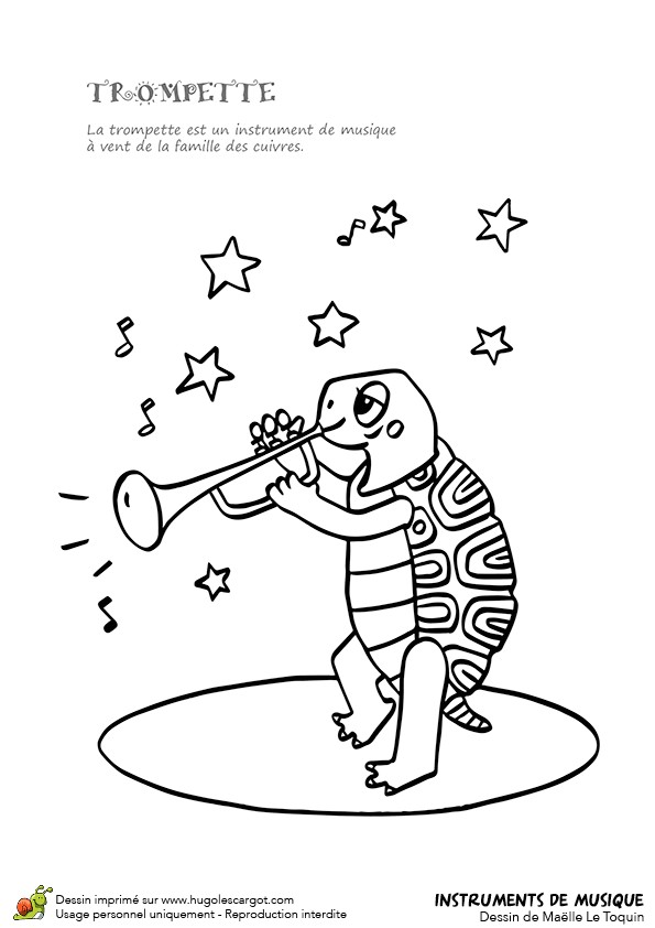 Coloriage Instrument De Musique. Hugolescargot Dessin   Colorier Instrument De Musique Typique La Trompette