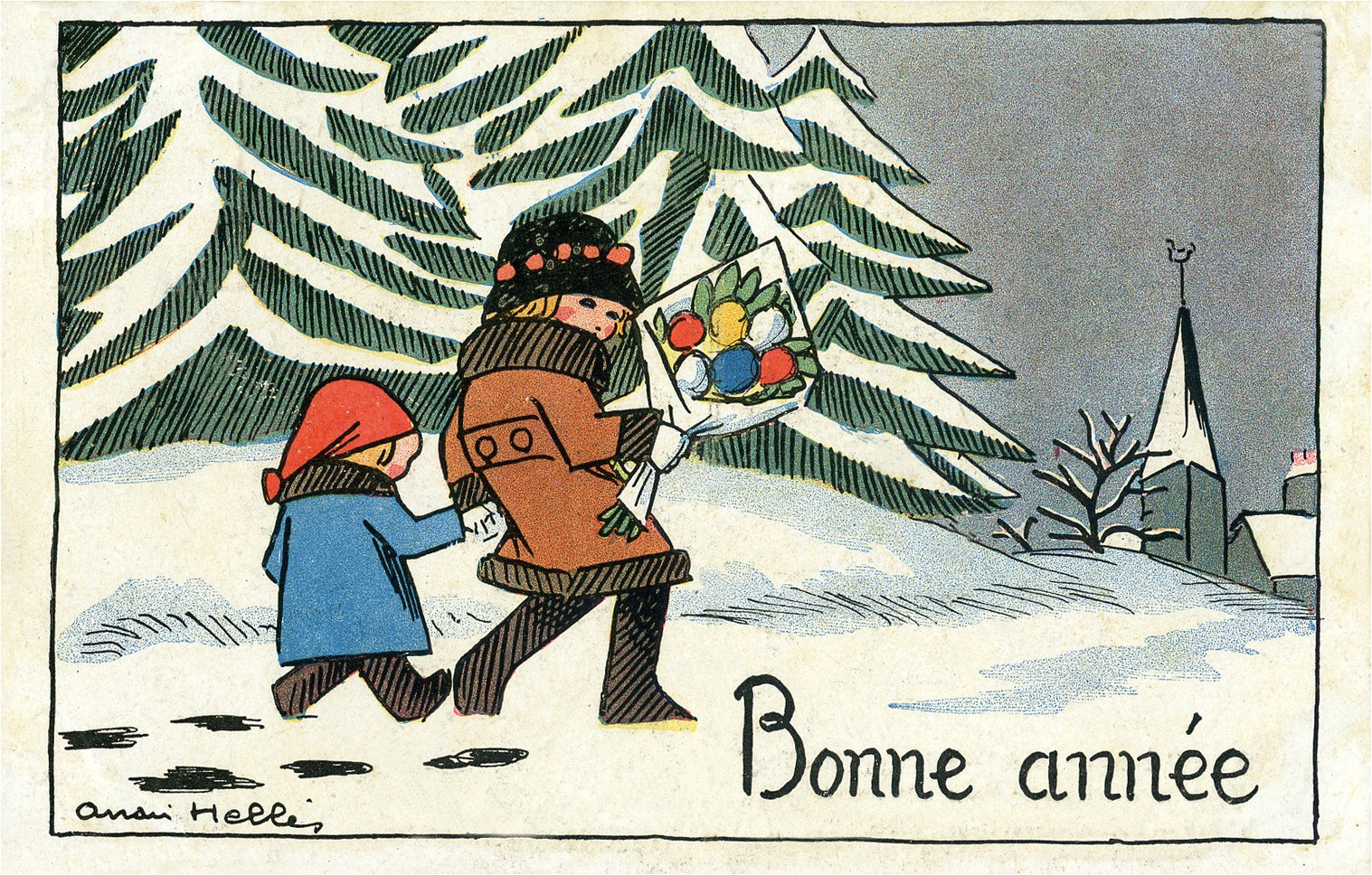 Coloriage Janvier Bonne Année Les Amis D andré Hellé