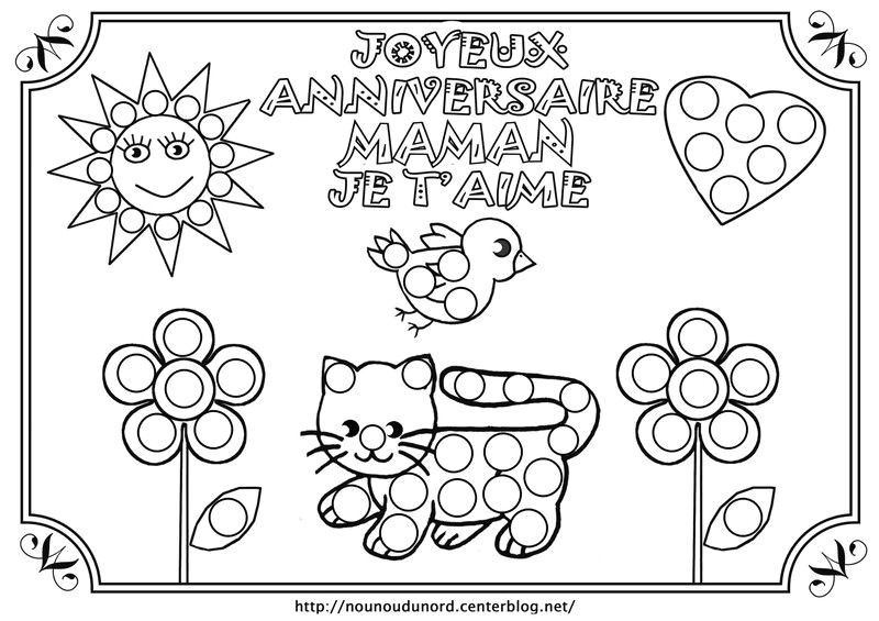 Coloriage Joyeux Anniversaire Maman Gratuit Joyeux Anniversaire Maman En Couleur Pour Gommettes