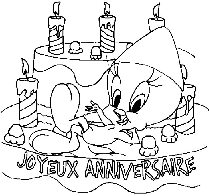 Coloriage Joyeux Anniversaire Papa A Imprimer Gratuit Coloriage Anniversaire A Imprimer Coloriage Titi Anniversaire A