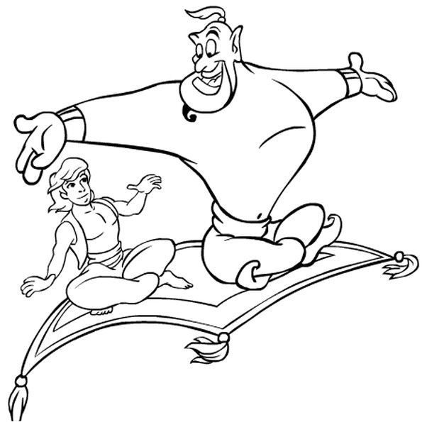 Coloriage Lampe Aladin Coloriage Dénie D Aladdin En Ligne Gratuit   Imprimer