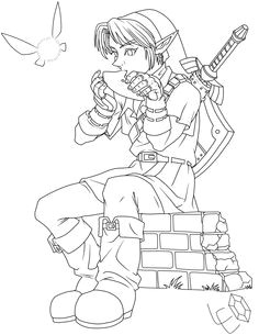 Coloriage Link Ocarina Of Time Zelda Wind Breaker Big Leaf Drawing Google Search