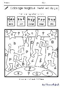 Coloriage Magique Alphabet Gs Keith Haring Coloriage Magique Sur Les Lettres P Q D B G