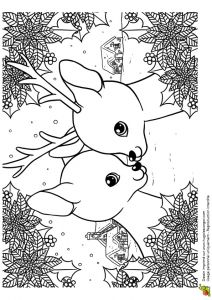 Coloriage Magique Biche Coloriage Des Vacances De No L Un Cerf Et Une Biche Dans La Neige