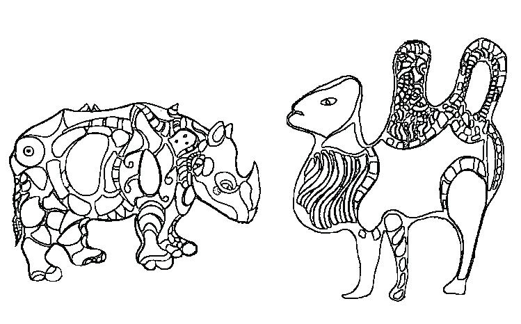 Coloriage Magique Chameau Coloriage Adulte Niki De Saint Phalle Rhinoceros Et Chameau 5