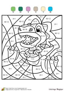 Coloriage Magique Dinosaure Addition Un Mini T Rex Colorier tout En Apprenant La soustraction