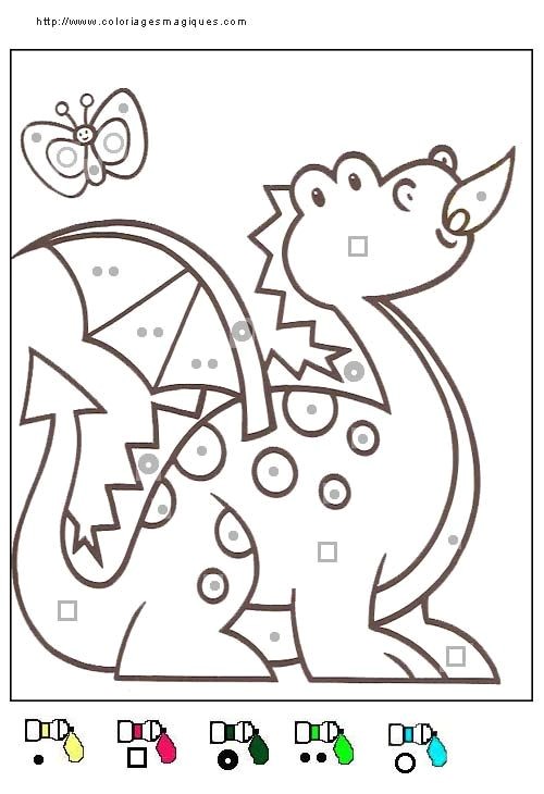 Coloriage Magique Petite Et Moyenne Section Coloriage Magique Dragon Niveau Maternelle Dinosaure